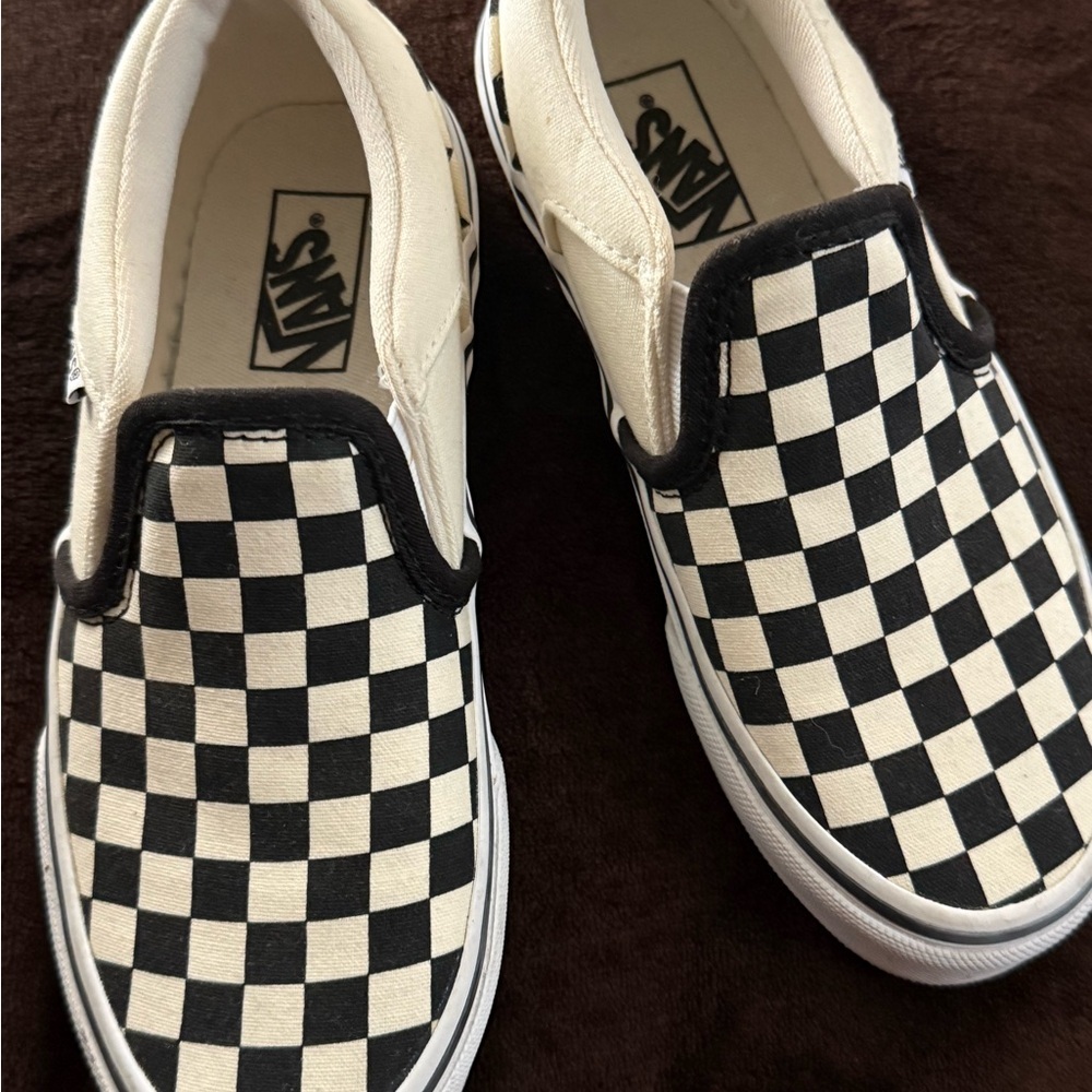 Vans Kids Checkerboard Slip-On Shoes - Black and White